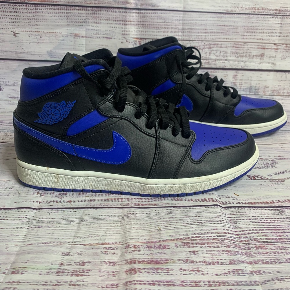 Air Jordan 1 Mid Hyper Royal Blue and Black  Nike 554724-068 - Men’s 10.5